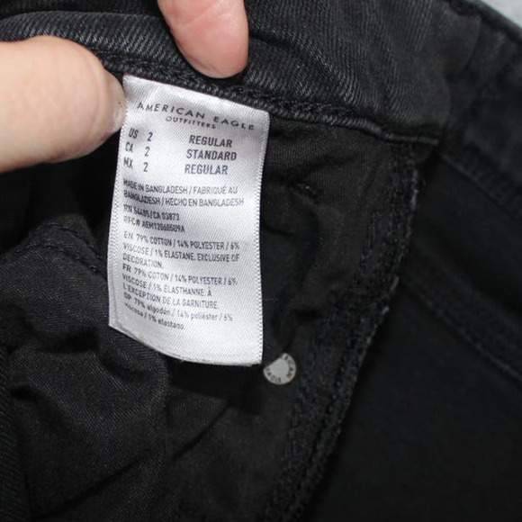 American Eagle Womens Black Denim Stretch‎ Jeans Size 2 Regular - Picture 5 of 7